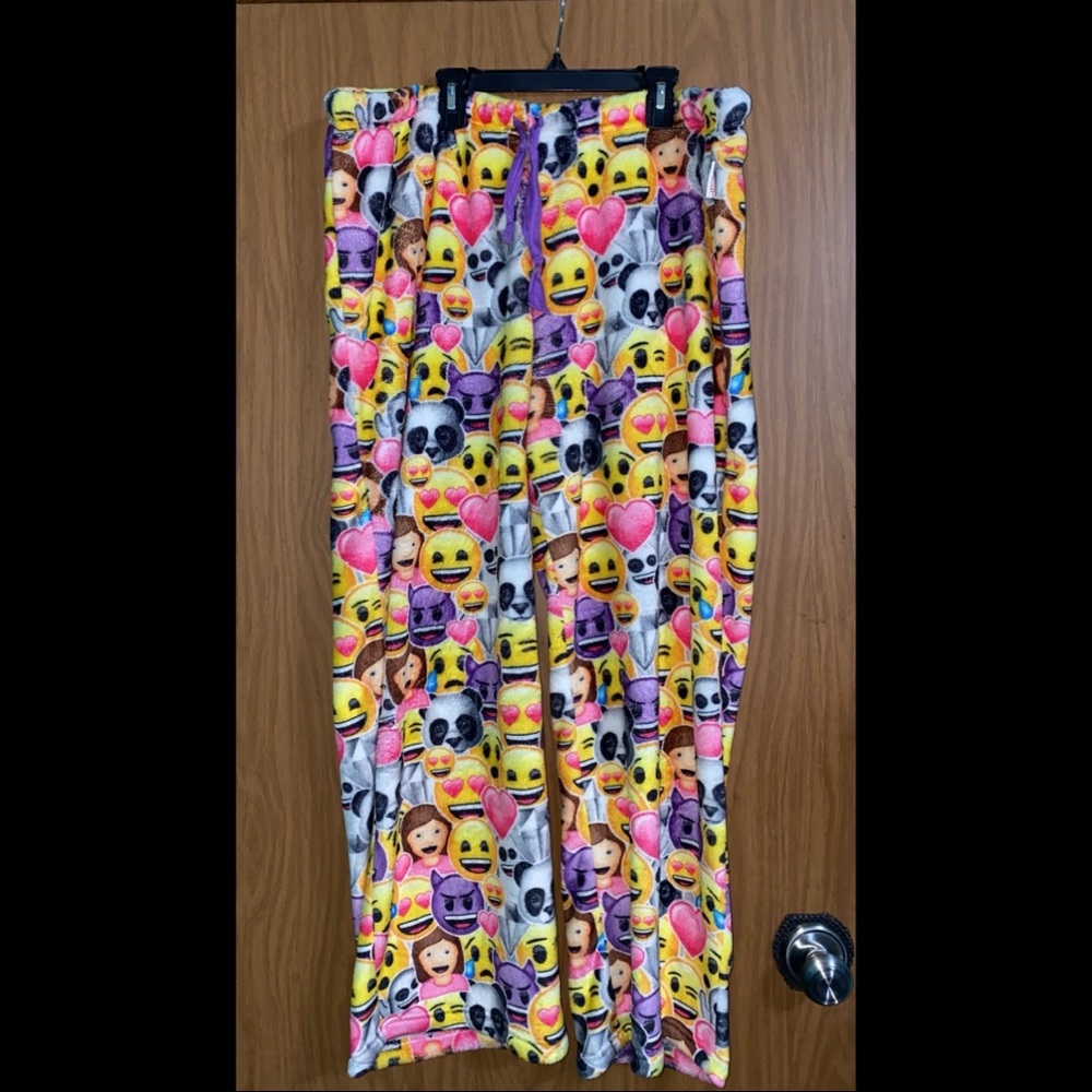 fuzzy emoji pajama bottoms